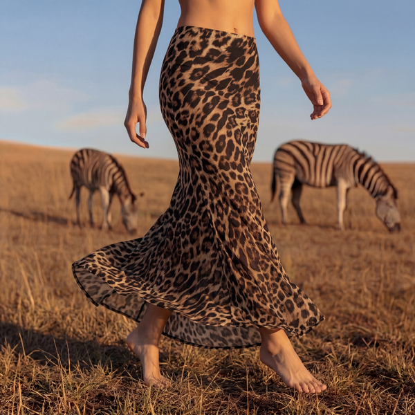 Leopard High Midi Skirt