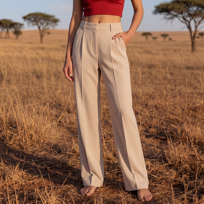 Elegant Palazzo Pants - Beige