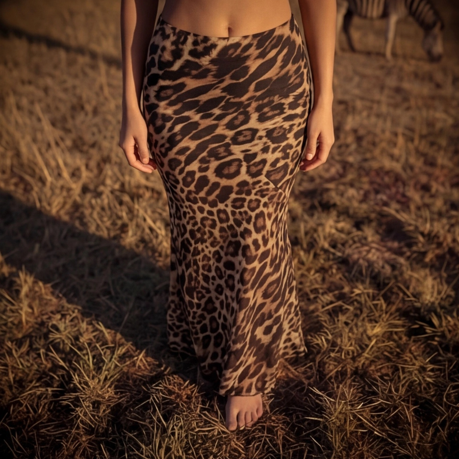 Leopard High Midi Skirt