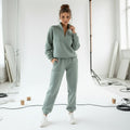 Zip-Up Sweater & Pants Set - Dusty Sage
