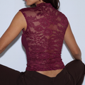 Sleeveless Lace Top - burgundy