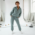 Zip-Up Sweater & Pants Set - Dusty Sage