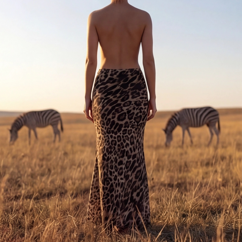 Leopard High Midi Skirt