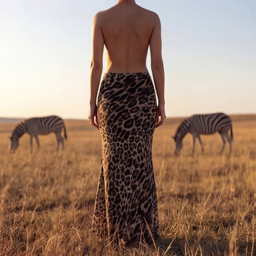 Leopard High Midi Skirt