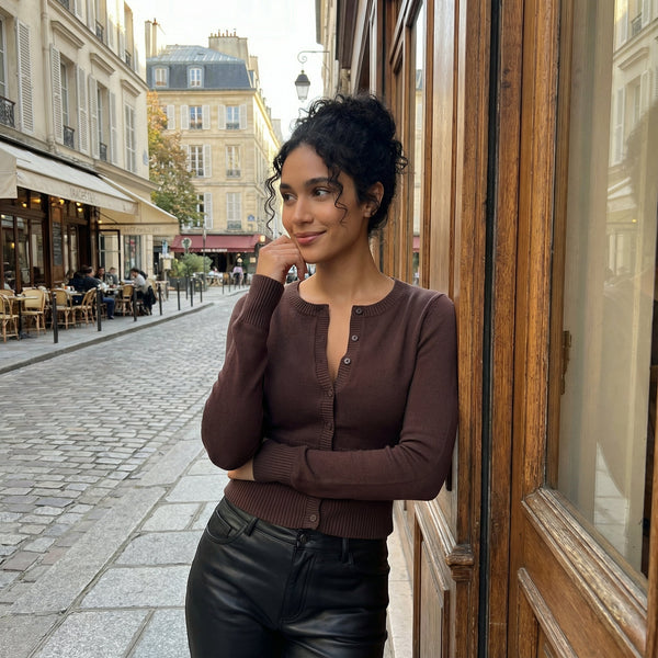 Wool Cardigan - dark brown