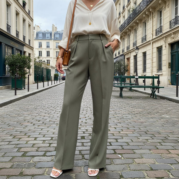 Elegant Palazzo Pants - moss green