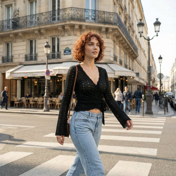 Floral Fit Top - black