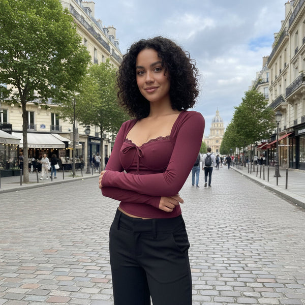 Grace Lace Top - Burgundy