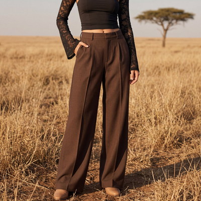 Elegant Palazzo Pants - Dark brown