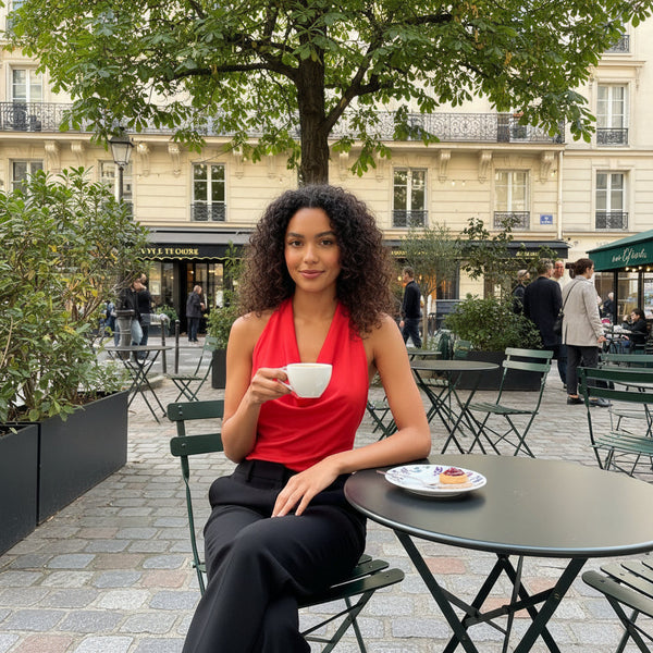 Drape Halter Top - red